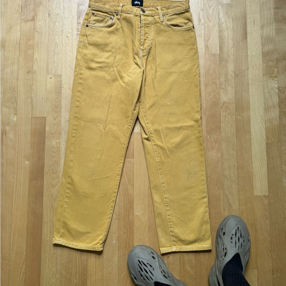 Vintage Stussy Jeans 90S Y2K Model Track Pants Pale Yellow NWT RARE - Picture 2 of 7